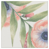 淡いピンクと黄色の花 ファブリック (クローズアップ)