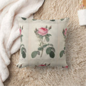 淡いピンクにヴィンテージのバラの絵を描くこと クッション (ブランケット)