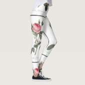 淡いピンクにヴィンテージのバラの絵を描くこと レギンス (右)