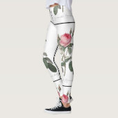 淡いピンクにヴィンテージのバラの絵を描くこと レギンス (左)