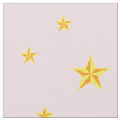 淡いピンクに散らばった黄金色の星 ファブリック (クローズアップ)