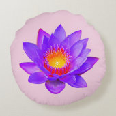 淡いピンクに紫の蓮の花 ラウンドクッション (裏面)