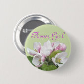 淡いピンクのりんご花女結婚の子 缶バッジ (正面&裏面)