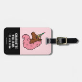 淡いピンクのアフロユニコーン ラゲッジタグ (正面横)