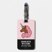 淡いピンクのアフロユニコーン ラゲッジタグ (裏面縦)