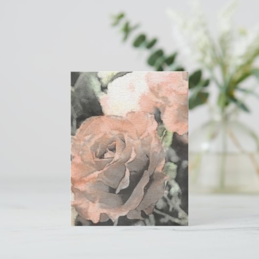 淡いピンクのアートフローラヴィンテージ背景 ポストカード (スタンド正面)