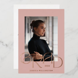 淡いピンクのアールデコ写真2022 箔招待状