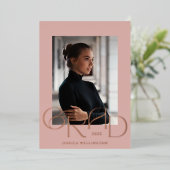 淡いピンクのアールデコ写真2022 箔招待状 (立ち正面)