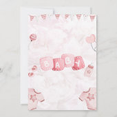 淡いピンクのイラスト 水彩 子どもっぽい 現代的な 招待状 (裏面)