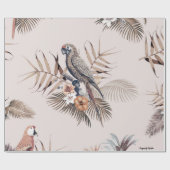 淡いピンクのオウム模様のラッピング紙 ラッピングペーパー (フラット)