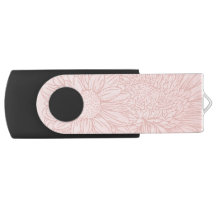 淡いピンクのガラージ風デザインに名前とキクの花