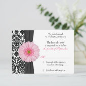 淡いピンクのガーベラダイシーのダマスク結婚式の返信カード 招待状 (スタンド正面)