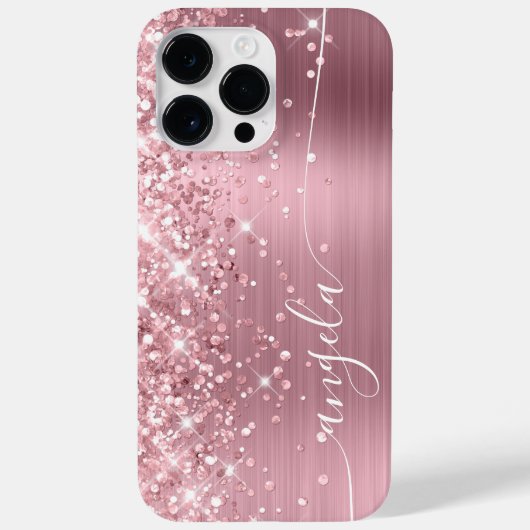 淡いピンクのキラキラのGlam Signature Case-Mate iPhoneケース (裏面)