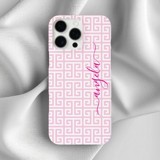 淡いピンクのギリシャ鍵モチーフのサイン Case-Mate iPhoneケース