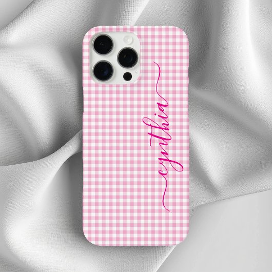 淡いピンクのギンガムのサイン Case-Mate iPhoneケース