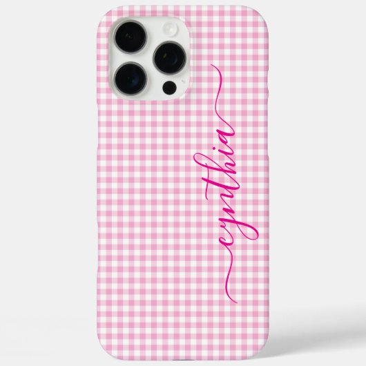 淡いピンクのギンガムのサイン Case-Mate iPhoneケース (裏面)