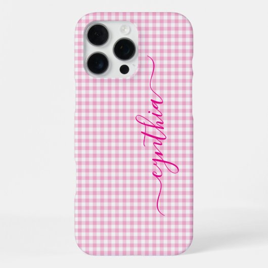 淡いピンクのギンガムのサイン iPhoneケース (裏面)