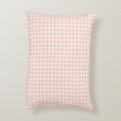 淡いピンクのギンガムパターンアクセントの枕 アクセントクッション (裏面(縦))