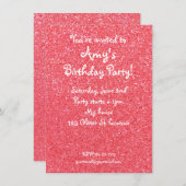 淡いピンクのグリッター誕生日の招待状 招待状 (正面/裏面)