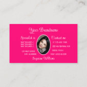 淡いピンクのゴージャスなハートとロゴと写真かわいい 名刺 (裏面)