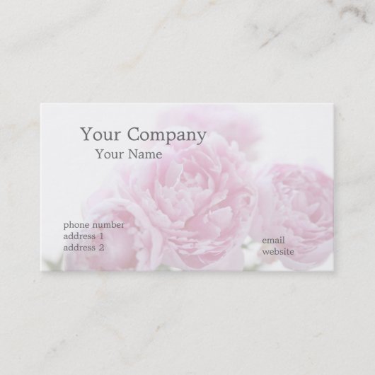 淡いピンクのシャクヤクの名刺 名刺 (正面)