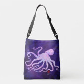 淡いピンクのタコ6 -中型の十字の体のトート クロスボディバッグ (裏面)