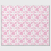 淡いピンクのダマスク織の花柄パターン ラッピングペーパー (フラット)
