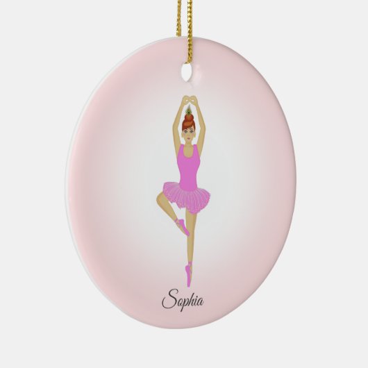 淡いピンクのドレスを着たバレエダンサー セラミックオーナメント (右)