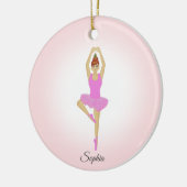 淡いピンクのドレスを着たバレエダンサー セラミックオーナメント (左)
