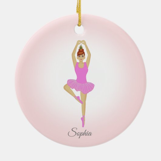 淡いピンクのドレスを着たバレエダンサー セラミックオーナメント (裏面)