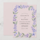 淡いピンクのニチニチソウの野の花の結婚式 招待状 (正面/裏面)