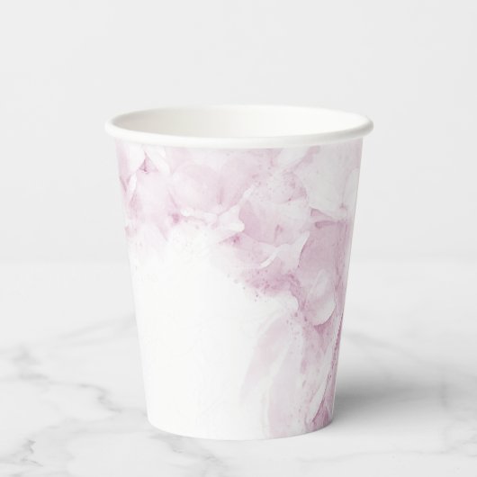 淡いピンクのハイドランジアの花 水彩 結婚式 紙コップ (裏面)