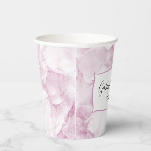 淡いピンクのハイドランジアの花 水彩 結婚式 紙コップ (右)