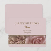 淡いピンクのバラのハッピーバースデーグリーティングカード (正面/裏面)