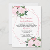 淡いピンクのバラの幾何学的なデザインの受付のみの招待状 招待状 (正面)