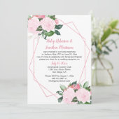 淡いピンクのバラの幾何学的なデザインの受付のみの招待状 招待状 (スタンド正面)