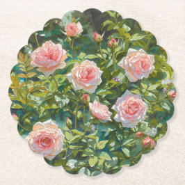 淡いピンクのバラの庭の花 ペーパーコースター