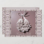 淡いピンクのバラの愛の馬蹄形の伝統的な結婚式 招待状 (正面/裏面)