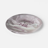 淡いピンクのバラの紙皿、第14誕生会 ペーパープレート (アングル)