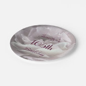 淡いピンクのバラの紙皿、105th誕生会 ペーパープレート (アングル)