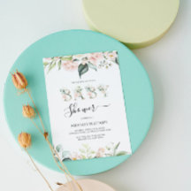 淡いピンクのバラの花の手紙ベビーシャワー招待状