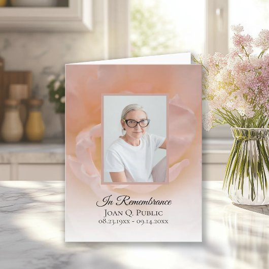 淡いピンクのバラの花の葉 お悔やみ サンキューカード