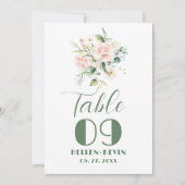 淡いピンクのバラの花束 テーブルナンバー (正面)