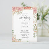 淡いピンクのバラの茂み 水彩アート 招待状 (スタンド正面)