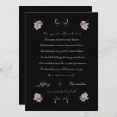 淡いピンクのバラの駆け落ちの発表 案内状 (正面/裏面)