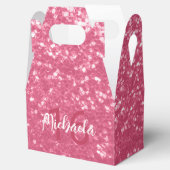 淡いピンクのバラフェイクスパークルグリッターモノグラム フェイバーボックス (オープン)