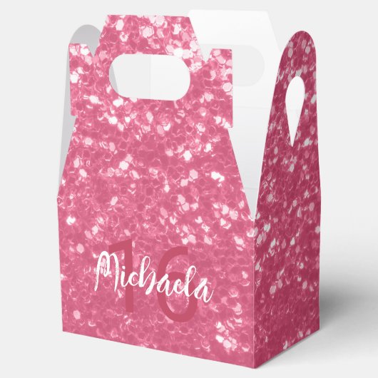 淡いピンクのバラフェイクスパークルグリッターモノグラム フェイバーボックス (オープン)