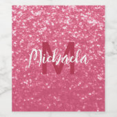 淡いピンクのバラフェイクスパークルグリッターモノグラム ワインラベル (シングルラベル)