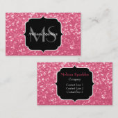 淡いピンクのバラフェイクスパークルグリッターモノグラム 名刺 (正面/裏面)