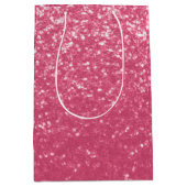淡いピンクのバラフェイクスパークルグリッター ミディアムペーパーバッグ (正面)